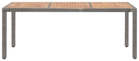 Masa gradina, gri, 190x90x75 cm, poliratan si lemn masiv acacia 1, Gri, 190 x 90 x 75 cm