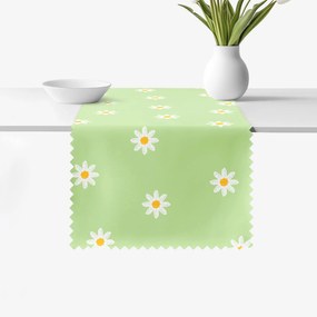 Goldea napron de masă teflonat - margarete pe verde 50x140 cm