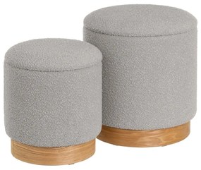 Pufuri gri-deschis 2 buc. cu tapițerie din țesătură bouclé – Casa Selección