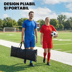 SPORTNOW Plasă de Ricochet Portabilă 2-în-1, Dublă Față și Pliabilă, Negru | Aosom Romania
