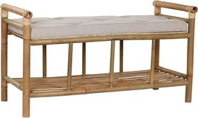 Banchetă cu spătar din bambus natural și bumbac, 100×44×54 cm, „Bamboo"
