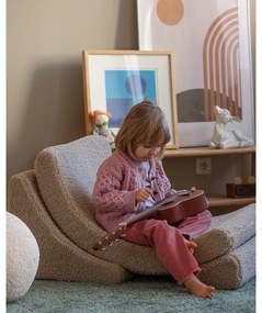 Fotoliu de copii maro deschis cu tapițerie din țesătură bouclé Moon – Wigiwama