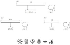 Aplica LED pentru oglinda/tablou PARACURU 8W Antique brass