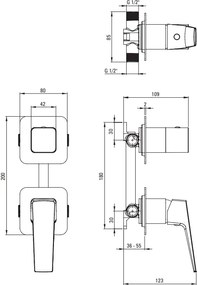 BLUR Baterie de duș BQL_A44P Finisaj: Alb