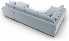 Colțar albastru deschis extensibil, cu spațiu de depozitare cu tapițerie din catifea (cu colț pe partea stângă-în formă de "U") Kyoto – Cosmopolitan Design