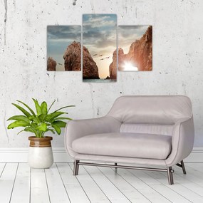 Tablou - Apus de soare peste stânci (90x60 cm)