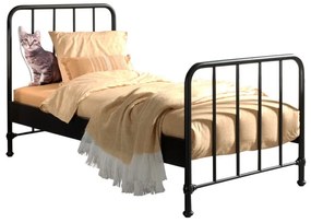 Set BRONXX format din Pat copiiul negru BRONXX (90x200 cm) și NOPTIERA camera copiineagră asortată.