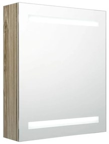 326484 vidaXL Dulap de baie cu oglindă și LED, stejar, 50x14x60 cm