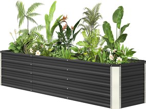 Outsunny Jardiniță înălțată din oțel cu mănuși, pat pătrat pentru grădină pentru flori, ierburi, legume, 183 x 47 x 40 cm, gri | Aosom Romania