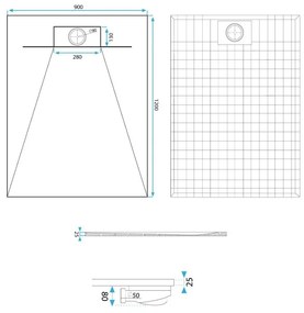 Rea Bazalt Carrara White cadita de dus dreptunghiulara x120 cm alb-bej REA-K7001
