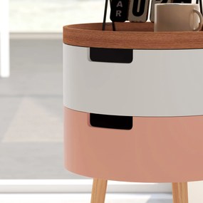 HOMCOM Set de 2 Mese Totunde de Cafea cu 3 Niveluri, 2 Spații de Depozitare și Tavă Detașabilă, Φ35x65,5 cm, Multicolor | Aosom Romania