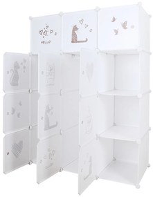 Dulap modular pentru copii, model alb   maro pentru copii, KITARO