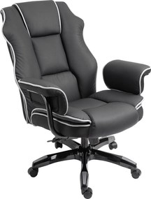 Vinsetto Fotoliu de Birou din Piele ecologica Neagra cu Inaltime Ajustabila, Spatar Rabatabil, Rotativ, 66.5x55x123-129cm