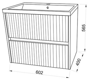 Set mobilier supendat cu lavoar din compozit, 60 cm, stejar