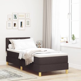 vidaXL Pat cu somieră, saltea &amp; LED maro închis 80x200 cm țesătură