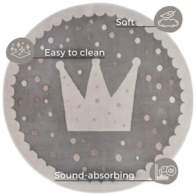 Covor pentru copii gri ø 140 cm Crown – Hanse Home