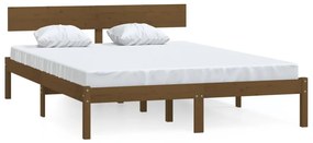 810125 vidaXL Cadru de pat dublu, maro miere, 135x190 cm, lemn masiv de pin