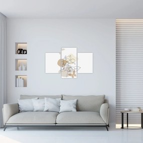 Tablou - Flori bej cu fluture N⁰1 (90x60 cm)