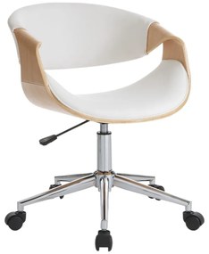 Scaun de birou alb-în culoare naturală din imitație de piele Visby – Tomasucci