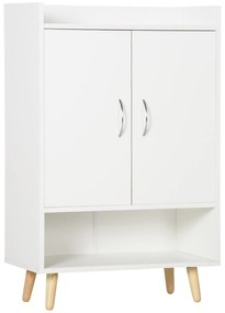 Dulap Pantofar Economie de spatiu din Lemn Alb cu Compartiment deschis, Dulap Pantofar Design pentru Intrare, 60x30x92cm HOMCOM | Aosom RO
