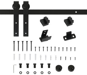 HOMCOM Set complet pentru ușă glisantă de 183 cm cu sistem de ghidaj pentru podea, șină de alunecare pentru ușă, role de alergare pentru sistem de ușă culisantă din lemn unic | Aosom Romania