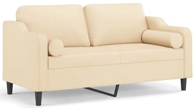3153025 vidaXL Canapea cu 2 locuri cu perne&pernuțe crem 140 cm textil