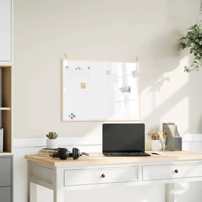 vidaXL Tablă albă magnetică cu ramă din lemn masiv de pin 80x55 cm