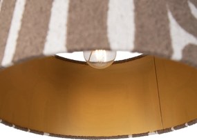 Lampă suspendată neagră cu abajur maro bej 35cm 3 lumini - Cava