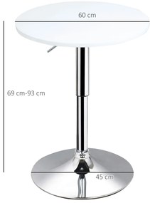 HomCom masa inalta reglabila, blat rotund, Φ60x69-93 cm | AOSOM RO