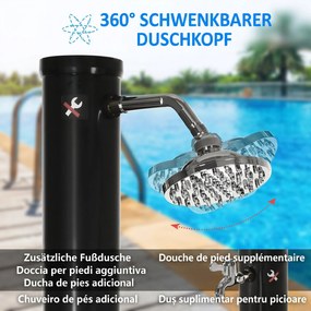 Outsunny Duș Solar de 20L cu Robinet Inferior și Temperatură Reglabilă, 15.5x15.5x222 cm, Negru | Aosom Romania