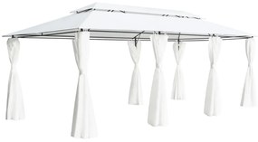 vidaXL Pavilion cu perdele, alb, 600 x 298 x 270 cm, 180g/m²
