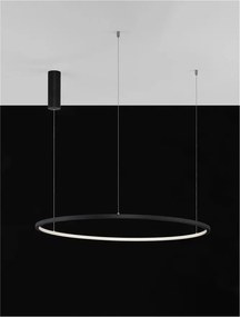 Lustra LED suspendata design modern circular TARQUIN D-80cm negru