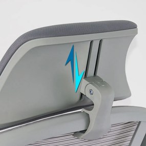 Scaun ergonomic SYYT 9512 gri, spătar rabatabil și suport picioare