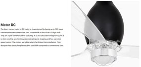 Lustra cu Ventilator si telecomanda MINI ETERFAN M negru/transparent