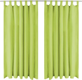 vidaXL Draperii micro-satin cu bride, 2 buc, verde, 140 x 225 cm