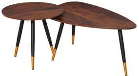 HOMCOM Masute de sufragerie in Stil industrial, Set 2 piese, Masute de sufragerie din Lemn Forma de Picatura Culoare Nuc | Aosom Romania