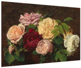 Tablou - Henri Fantin-Latour, Roses de Nice on a Table, reproducere (90x60 cm)