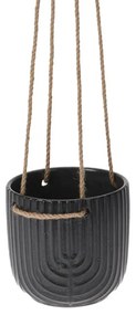 Ghiveci suspendat Lines din ceramica, negru, 12x11 cm
