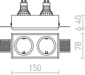 Plafonieră încastrată QUO 2xGU10/35W/230V RED-Design Rendl-R12900