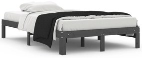 810362 vidaXL Cadru de pat, gri, 120x200 cm, lemn masiv de pin