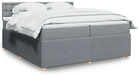 vidaXL Pat box spring cu saltea, gri deschis, 200x200 cm, textil