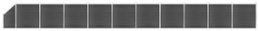 Set de panouri de gard, negru, 1830x(105-186) cm, WPC 1, Negru, 10 sectiuni + 1 sectiune inclinata