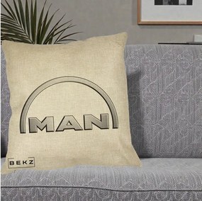 Perna Personalizata cu emblema MAN, 40x40 cm, Crem, Husa Detasabila, Perna Inclusa, BEKZ®