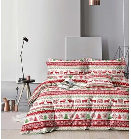 2x lenjerie de pat microfibra alba CHRISTMAS JOY + cearsaf microplus SOFT 180x200 cm alb