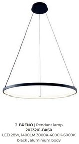 Lustra LED moderna design circular BRENO negru 60cm