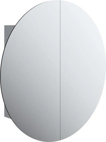 vidaXL Dulap de baie cu oglindă rotundă și LED, gri, 54x54x17,5 cm