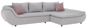 Set canapea, gri deschis / roz pudră, material textil, dreapta, BRATO