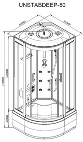 Cabină de duș cu hidromasaj Vital, dimensiune 80x80 cm