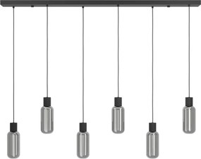 Eglo 901006 - Lustru suspendat cu cablu MAIONE, 6x E27/4W/230V, negru/fumuriu