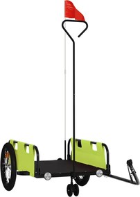 vidaXL Remorcă de bicicletă, verde, textil oxford și fier